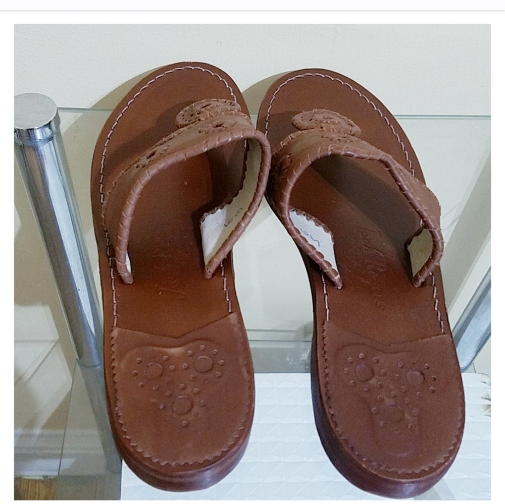 Jack Rogers Brown Leather Thong Sandals - Picture 5 of 15